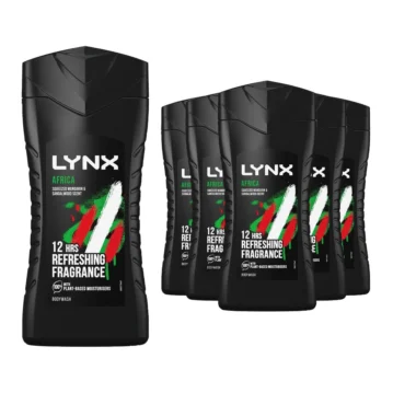 Lynx Africa 12-H Refreshing Fragrance Shower Gel Body Wash for Men, 6x225ml