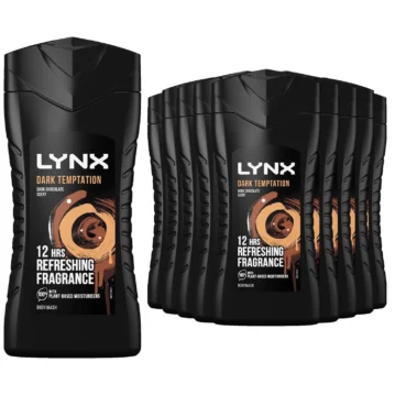 Lynx Dark Temptation 12-H Refreshing Fragrance Shower Gel Body Wash, 6 x225ml