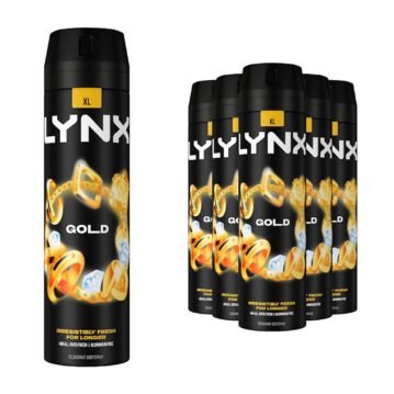 Lynx Gold XL 48-Hour High Definition Fragrance Body Spray Deodorant, 6 Pack, 200ml